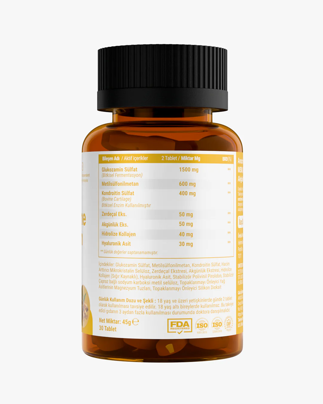 Glukozamin, MSM, Kondroitin Sülfat, Kolajen, Zerdeçal Özü, Akgünlük Ekstraktlı Tablet 1500 Mg - Image 4