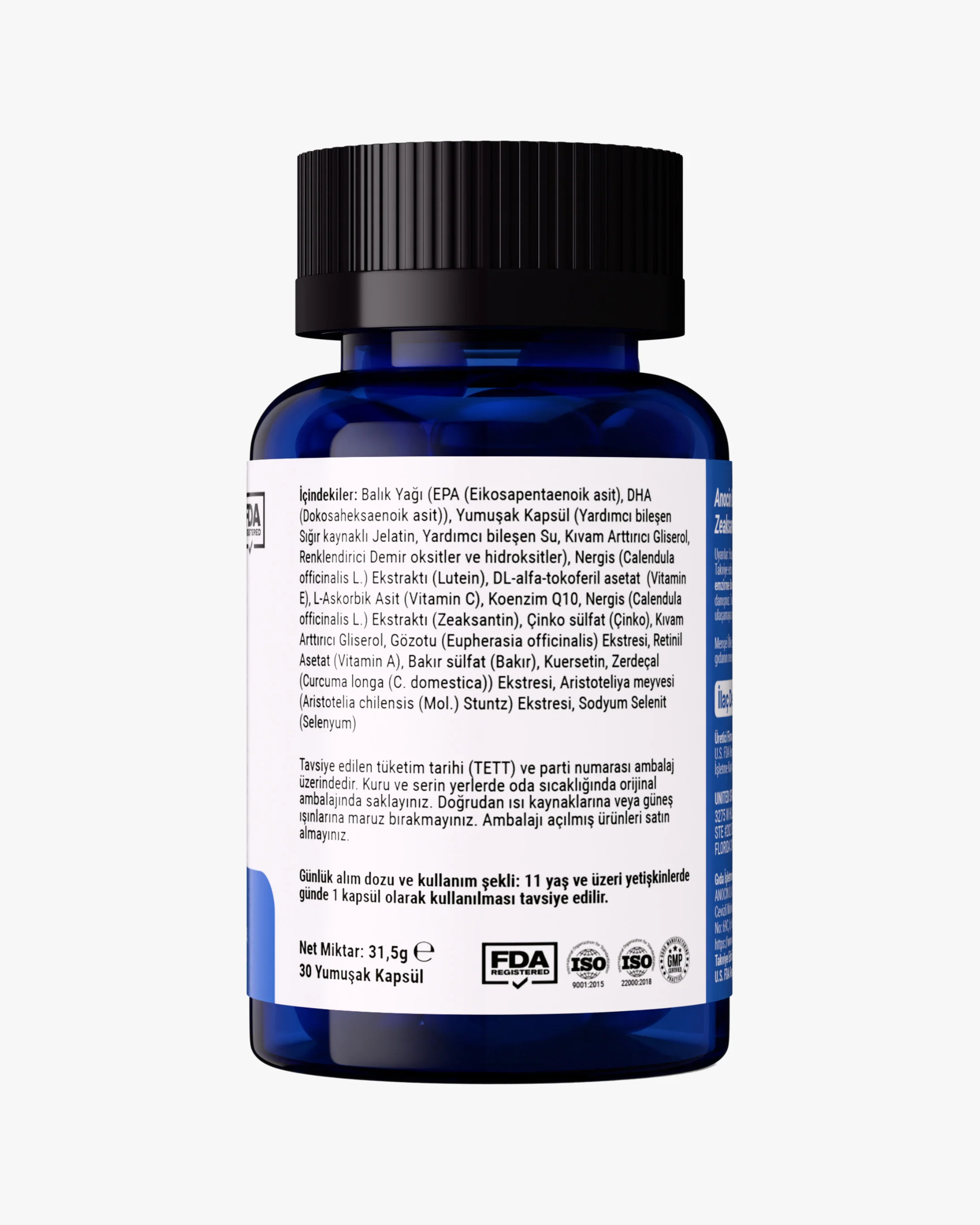 Lutein, Zeaksantin, Omega-3 (EPA,DHA) Vitamin A Complex - Image 2